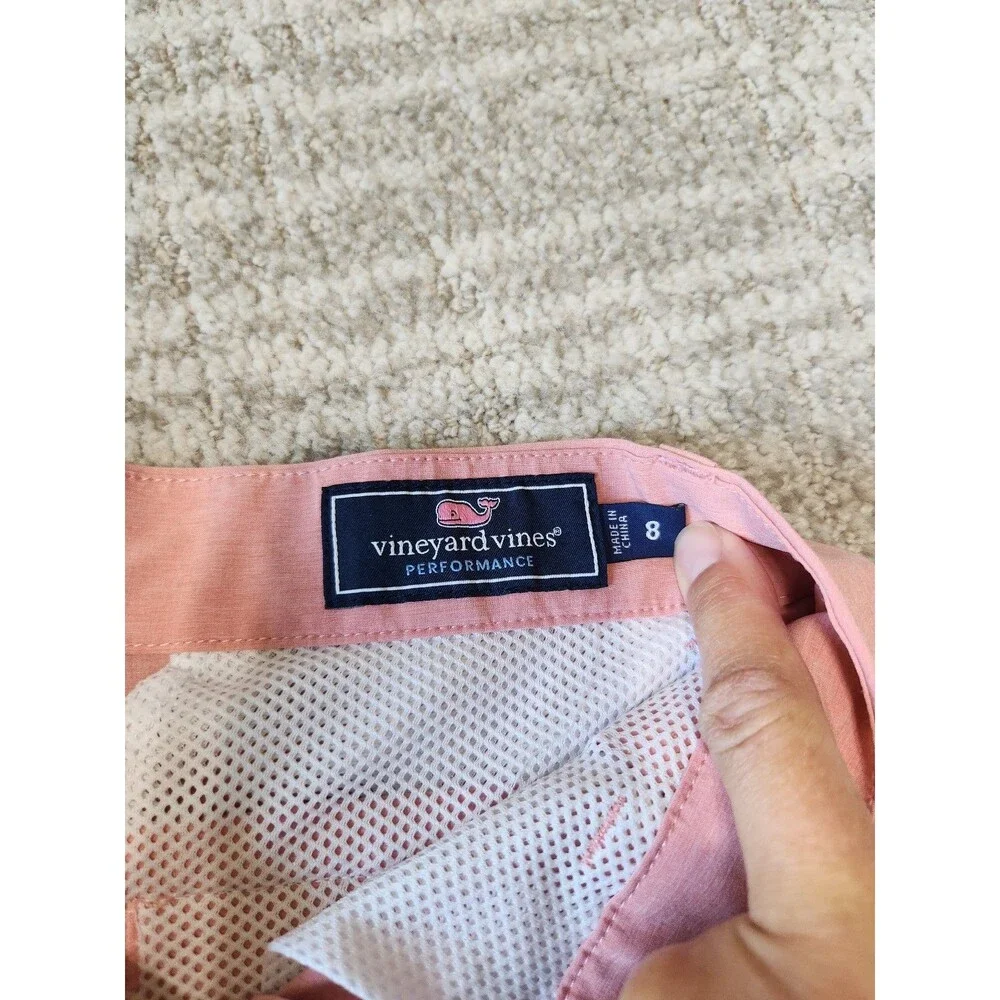 Vineyard Vines Performance Club Boy's Salmon Pink Chino Shorts Size 8